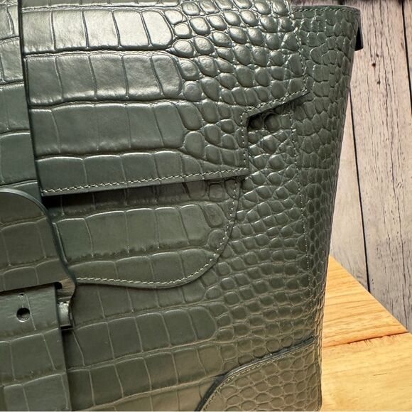 Senreve Green Croc Embossed Dragon Maestra Convertible Bag Large Structured - Picture 4 of 13
